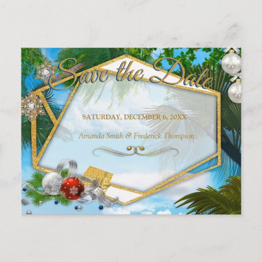 Kerst Zomer Save the Date Aankondigingskaart (Voorkant)