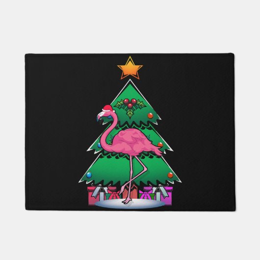 Kerst Zoo Dier Kerstmis Tropische Vogel Roze Flami Deurmat (Voorkant)