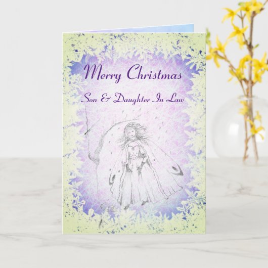 Kerst zoon en dochter in de wet kaart (Gele Bloem)