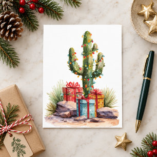 Kerst Zuidwest Woestijn Cactus Briefkaart