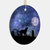 Kerst Zuidwestelijke Coyote en Cactus Keramisch Ornament (Rechts)