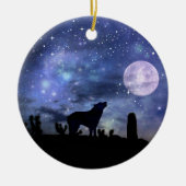 Kerst Zuidwestelijke Coyote en Cactus Keramisch Ornament (Voorkant)