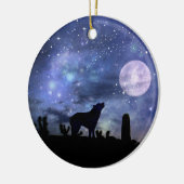 Kerst Zuidwestelijke Coyote en Cactus Keramisch Ornament (Links)