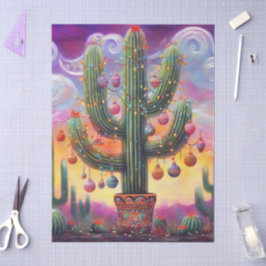 Kerst Zuidwesten Saguaro Cactus Decoupage Tissuepapier