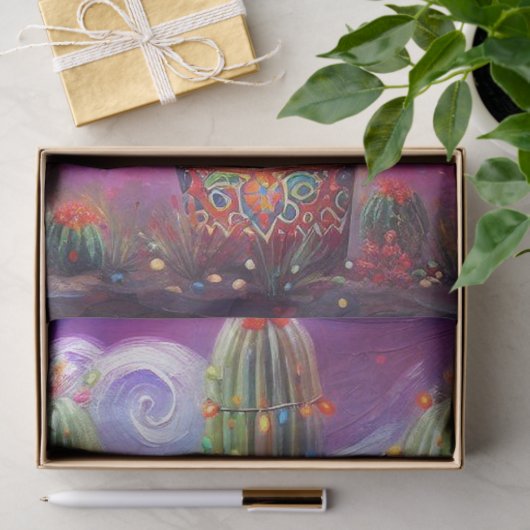 Kerst Zuidwesten Saguaro Cactus Decoupage Tissuepapier (Geschenk)