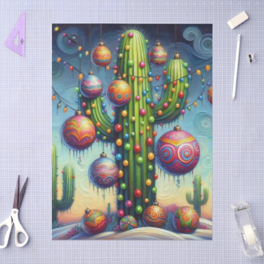 Kerst Zuidwesten Saguaro Cactus Decoupage Tissuepapier (Craft)