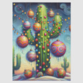 Kerst Zuidwesten Saguaro Cactus Decoupage Tissuepapier (Voorkant)