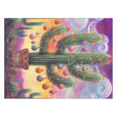 Kerst Zuidwesten Saguaro Cactus Zelf-geadresseerd Tafelkleed (Voorkant (Horizontaal))