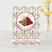 Kerst Zus & Broer in de wet, Bells en Holly Kaart (Gele Bloem)