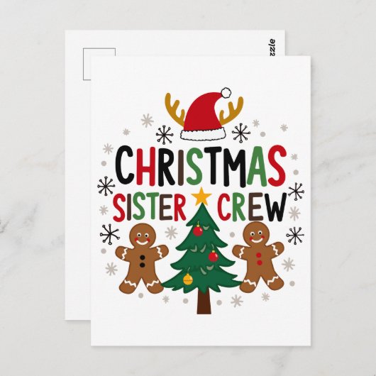 Kerst Zuster Crew Feestelijke Gingerbread Vrienden Briefkaart (Voorkant / Achterkant)