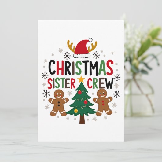 Kerst Zuster Crew Feestelijke Gingerbread Vrienden Kaart (Staand voorkant)