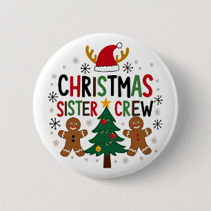 Kerst Zuster Crew Feestelijke Gingerbread Vrienden Ronde Button 5,7 Cm