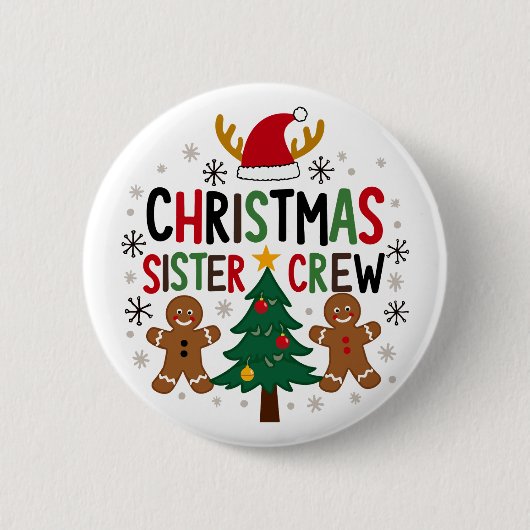 Kerst Zuster Crew Feestelijke Gingerbread Vrienden Ronde Button 5,7 Cm (Voorkant)