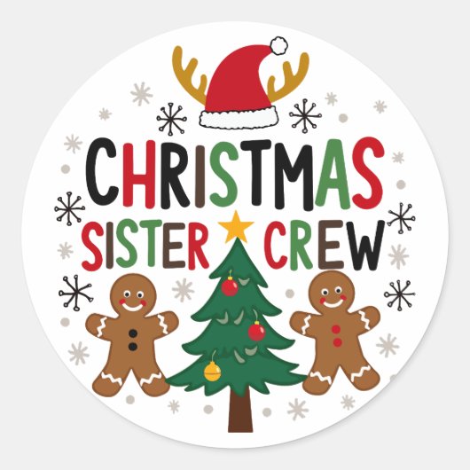 Kerst Zuster Crew Feestelijke Gingerbread Vrienden Ronde Sticker (Voorkant)