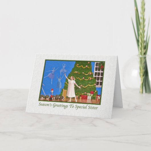Kerst, zuster, notenkrakerballet feestdagen kaart (Voorkant)