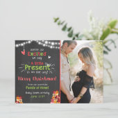 Kerst zwangerschap aankondiging kaart krijtbord (Staand voorkant)