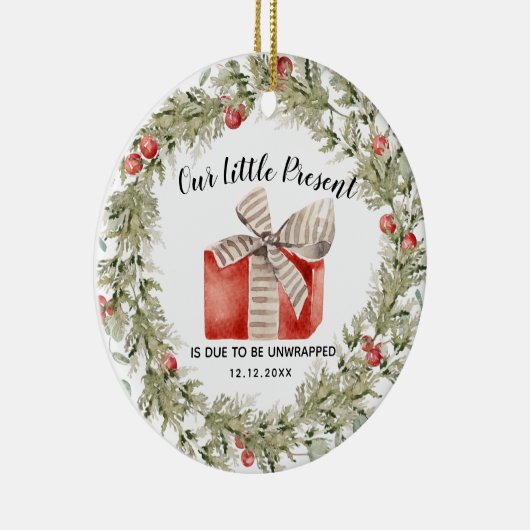 Kerst Zwangerschap Aankondiging keramisch versieri Keramisch Ornament (Rechts)