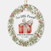 Kerst Zwangerschap Aankondiging keramisch versieri Keramisch Ornament (Links)