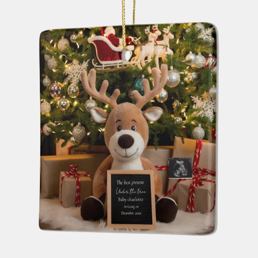 Kerst Zwangerschap Aankondiging schattig rendier Keramisch Ornament (Links)