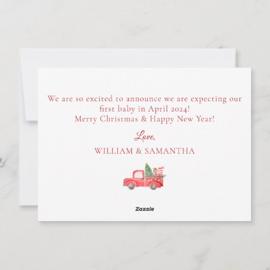 Kerst Zwangerschap Aankondiging Vakantie Kaart (Achterkant)