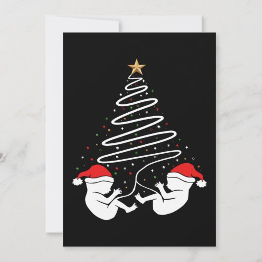 Kerst Zwangerschap Baby Tweeling Kerstmis Aankondi Feestdagenkaart (Voorkant)