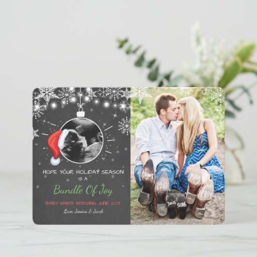 Kerst zwangerschap echo aankondiging Joy (Staand voorkant)