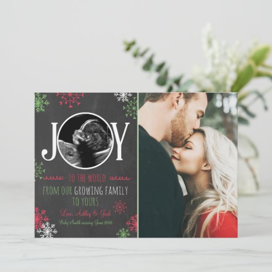 Kerst zwangerschap echo aankondiging Joy (Staand voorkant)