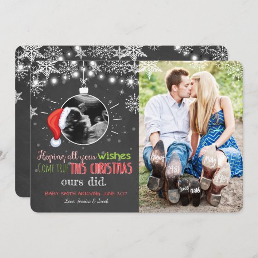 Kerst zwangerschap echo aankondiging Joy (Voorkant / Achterkant)