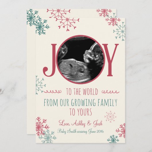 Kerst zwangerschap echo aankondiging Joy (Voorkant / Achterkant)