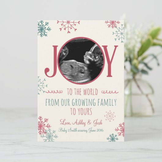Kerst zwangerschap echo aankondiging Joy (Staand voorkant)