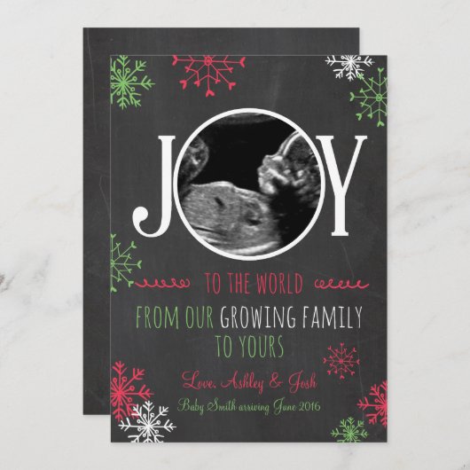 Kerst zwangerschap echo aankondiging Joy (Voorkant / Achterkant)