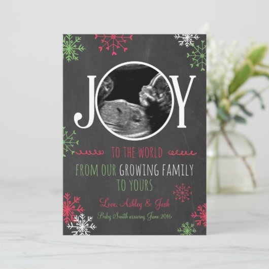 Kerst zwangerschap echo aankondiging Joy (Staand voorkant)