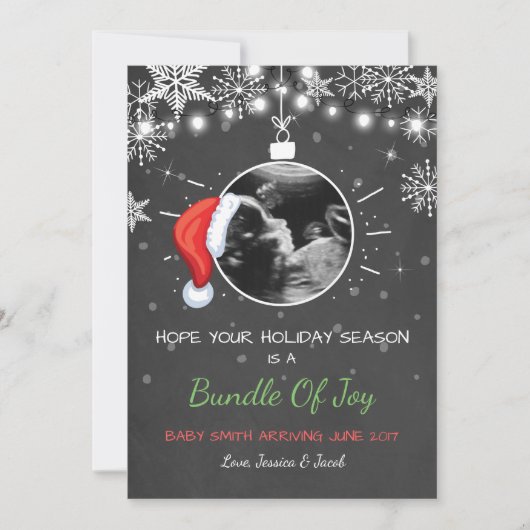 Kerst zwangerschap echo aankondiging Joy (Voorkant)