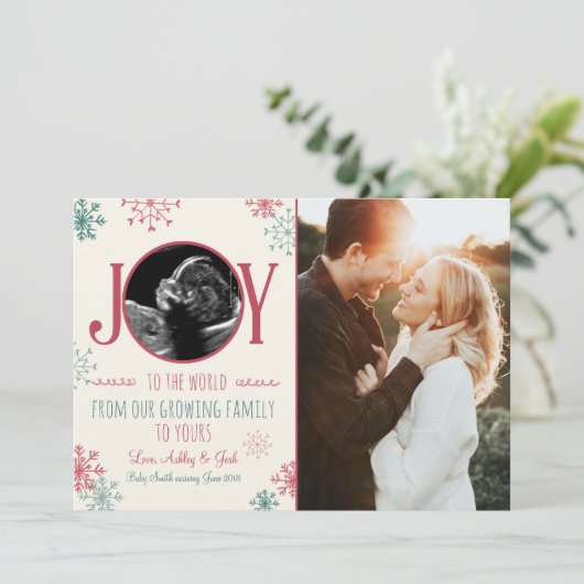 Kerst zwangerschap echo aankondiging Joy (Staand voorkant)