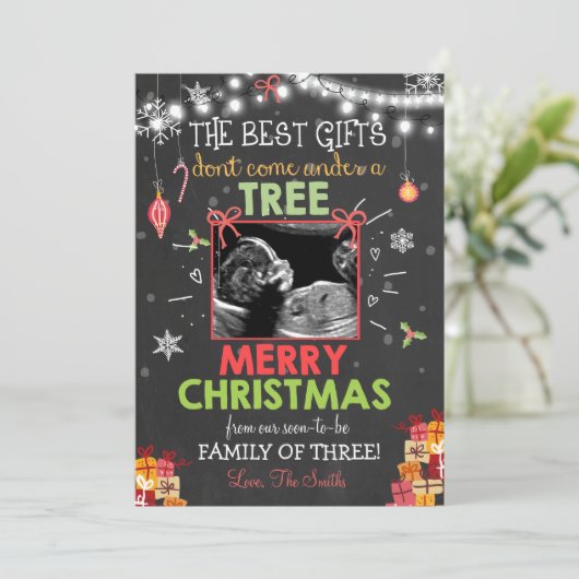 Kerst zwangerschap echografie aankondiging (Staand voorkant)