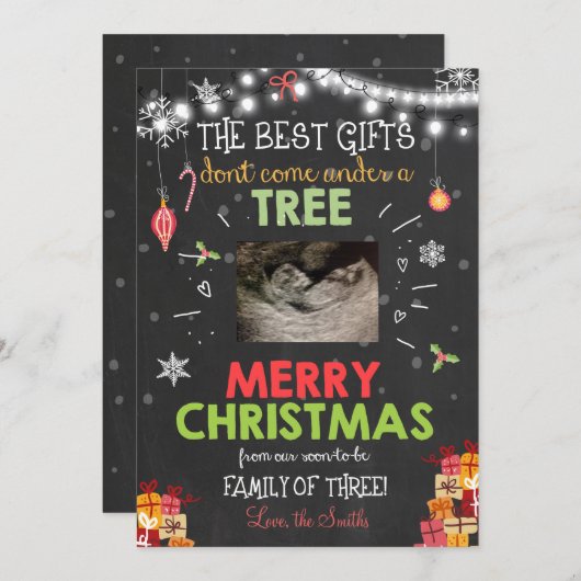 Kerst zwangerschap echografie aankondiging (Voorkant / Achterkant)