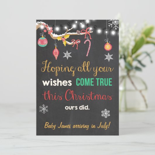 Kerst zwangerschap krijtbord aankondiging (Staand voorkant)