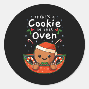 Kerst Zwangerschap Peperkoek Man Baby Koekje In Ronde Sticker