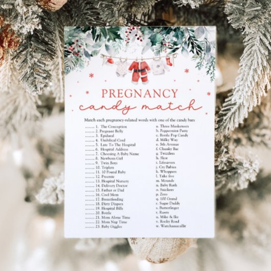Kerst Zwangerschap Snoep Match Baby shower Game Kaart