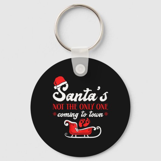 Kerst Zwangerschapsaankondiging Kerstman  Sleutelhanger (Voorkant)