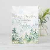 Kerst zware sneeuw dennen bos kaart (Staand voorkant)