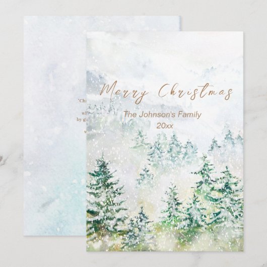 Kerst zware sneeuw dennen bos kaart (Voorkant / Achterkant)