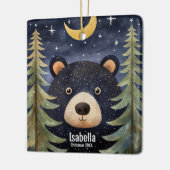 Kerst Zwart Beer Nacht Maan Forrest Keramisch Ornament (Links)