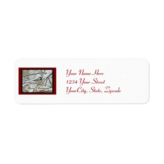 Kerst Zwart Capped Chickade Label (Voorkant)