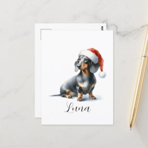 Kerst Zwart Dachshund Dog Pet Briefkaart