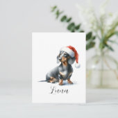 Kerst Zwart Dachshund Dog Pet Briefkaart (Staand voorkant)