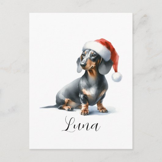 Kerst Zwart Dachshund Dog Pet Briefkaart (Voorkant)