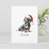 Kerst Zwart Dachshund Dog Pet Feestdagenkaart (Staand voorkant)