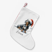 Kerst Zwart Dachshund Dog Pet Kleine Kerstsok (Voorkant (Hangend))