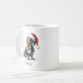 Kerst Zwart Dachshund Dog Pet Koffie Mok (Voorkant links)